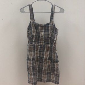 American Eagle Plaid Overall Dress